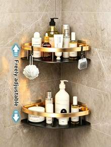 2pcs Bathroom Storage Shelves No Drilling Bathroom Toilet Sink Wall-Mounted Storage Organizer Suitable For Bathroom, Sink, Kitchen Use, Bathroom Organization Supplies, Bathroom Storage Rack - Multicolor - View 14