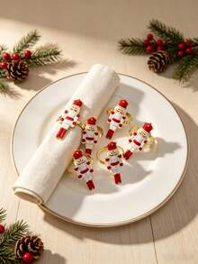 12pcs/6PCS Christmas Nutcracker Soldier Napkin Rings, Full Set Of 6 Metal Nutcracker Napkin Buckles, Christmas Table Napkin Ring Decoration Set With Painted Rhinestone Napkin Rings, Holiday Party Table Decoration Napkin Cloth Rings, Home Decor, Christmas Restaurant Table Setting Decoration, Hotel Tabletop Decoration Supplies - Multicolor - View 24