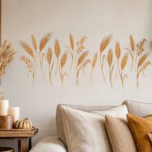 1pc Pastoral Style Gold Wheat Ear Wall Sticker, Nordic Style Bedroom Entrance Wall Decor Sticker - 60*25cm Wheat Ear - View 3