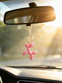 1pc Balloon Dog Car Rearview Mirror Hanging Decoration, Car Interior Decor Accessory - A - View 1