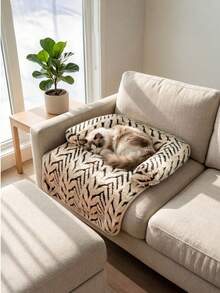 PETSIN 1pc Pet Sofa Bed, Plush Dog & Cat Sofa Bed With Cushion, Non-Slip Furniture Protector, Suitable For Indoor Cats And Small Dogs - Multicolor - View 3