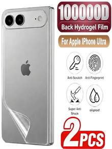 2 Packs Full Coverage Back Hydrogel Film Screen Protector Compatible With IPhone Fold 18 Pro Max 18 Pro 17 16 15 14 13 12 11 16e Plus X XS XS Max XR Mini Anti-Fingerprint, Bubble-Free, Easy To Install, Anti-Scratch - Clear - View 24