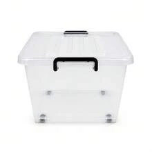 37cm Clear Plastic Storage Box With Lid, Stackable Organizer Bin For Crafts, Office Supplies, Small - Size 13L/27L/42L/62L/88L/109L Options - Black - View 5