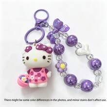 1pc Cartoon Flower Beaded Sanrio Keychain Doll Pendant Hello Kitty Phone Chain Bag Charm Kuromi Beaded Chain - Multicolor - View 19