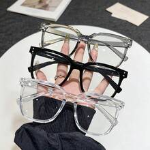 3 أزواج من نظارات بإطارات مربعة كبيرة الحجم: عدسات شفافة، إطارات بأسلوب أكاديمي، مناسبة لأشكال الوجه المختلفة، ومناسبة للارتداء اليومي. - شفاف - مشاهدة 11