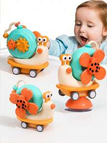 Windmill Snail Spinning Toy, Educational Chewable Suction Cup Rattle Soothing Toy For 0-3.5 Years Old Baby High Chair - Multicolor - View 6