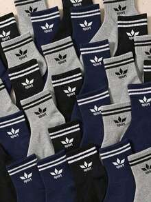 5/10/20 Pairs Random Color Sports Crew Kids Socks, Fall Halloween Christmas Socks, School Boys & Girls Essentials, Soft & Breathable Daily Outfits - Multicolor - View 5