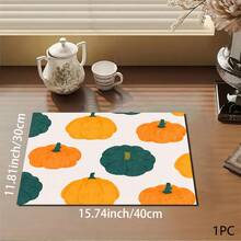 Cute Pumpkin Print Pattern Drainage Mat/Absorbent Mat/Drying Mat For Coffee Machine And Tableware - Absorbent Polyester Tabletop Protector With Rubber Non-Slip Backing, For Kitchen Countertop Decoration - Home Bar And Dining Table Placemat - Multicolor - View 12