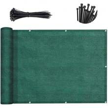 3' X 18' Balcony Privacy Screen, HDPE Patio Railing Cover Fence 90% Privacy Block And 95% UV Protection: Blocks Views, Sunlight, Dust And Wind. Flexible Customization Options Available. - Dark Green - View 2