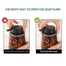 موزع صابون زجاجي بنقشة رخامية بلون العنبر، زجاجة مضخة قابلة لإعادة التعبئة للصابون السائل واللوشن وغسول اليدين، مناسب لسطح المطبخ والحمام - متعدد الألوان - مشاهدة 9