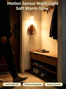 LED Cylindrical Night Light, Smart Charging Magnetic Induction, USB Motion Sensor Wall Light And Wireless Wall Light, Suitable For Home, Bedroom, Living Room, Study, Dorm, Kitchen, Bathroom, Wall Sensor Light, Night Anti-Collision Anti-Fall Lighting - Lighting - View 6