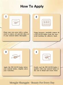 MENGJIESHANGPIN 100pcs Brown Glue-Free False Eyelashes Natural Curly Voluminous Messy Long-Lasting 10-16mm Eyelash Extensions YY10 - View 3