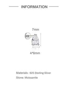 AnlaScheer 1pc S925 Sterling Silver Pear-Shaped Moissanite Flat Back Piercing Stud Earrings, Multiple Sizes, Silver Color Exquisite Jewelry For Women - Silver - View 11