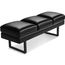 Waiting Room Chairs Faux Leather Office Guest Chair, 59.6 Inches Conference Room Chairs 3 Seats Upholstered Reception Bench, Lobby Furniture For Salon And Shop, Black - Black - View 2