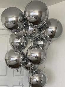 1 buah Balon Foil Metalik Perak/Emas/Emas Mawar, Balon Bulat 4D untuk Dekorasi Pernikahan dan Pesta Ulang Tahun - beraneka warna - View 2