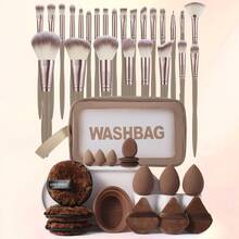 42/1pc All‑In‑One Makeup Tools Set,25Pcs Makeup Brushes,6Pcs Makeup Sponges,3Pcs Mini Air Cushion Powder Puffs,3Pcs Facial Cleansing Puffs,3Pcs Triangle Powder Puffs,1Pc Brush Cleaning Bowl & Transparent Washbag - Multicolor - View 13