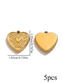 5pcs Stainless Steel 18K Gold-Plated Charms: Fashionable Heart-Shaped Flower Pendant Necklace And Earrings-DIY Jewelry Making Bag Charms Trinkets - Pendants - View 17