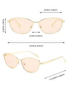 1 Pair Women's Gold Cat Eye Frame Elegant Fashion Glasses - Gold - View 4