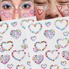 Rainbow 3D Glitter Gem Stickers, Sequin Heart & Star Stickers, Self-Adhesive Rhinestone Diamond Shape Design, Suitable For Makeup And Clothing, Multi-Color Diamond Face Gems, Perfect For Valentine's Day, Holidays, Parties And Events - Multicolor - View 7