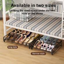 1pc Minimalist Shoe Storage Rack With 360° Swivel Casters, Multi-Functional Iron Storage Rack, Suitable For Bedroom, Dorm, Entryway, Under Sofa, Home Use, Easy Installation, Narrow/Long Style, Space-Saving Storage Solution, Mother's Day And Christmas Gift - Multicolor - View 6