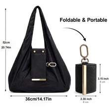 1pc Foldable Large Capacity Women's Storage Bag, Lightweight Shoulder Bag, Multi-Scenario Hanging Shopping Bag, Mini Keychain Tote Bag, Suitable For Commuting, Work, Travel And Daily Outings - Multicolor - View 2