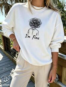 Women's Crew Neck Sweatshirt, Travel Pullover, Cotton Top, Women's Autumn/Winter Basic Sweatshirt - White - View 10