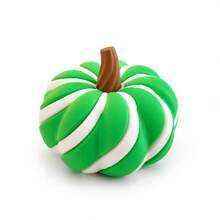 Decorative Artificial Pumpkin Ornament, Stylish Stripe Design Tabletop Decoration, Festive Display Decor For Halloween, Thanksgiving, Autumn Home Party Decor - Multicolor - View 15