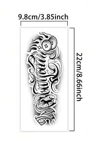 1Pc Man Tattoo Fake Goth Temporary Tattoos Gothic Letter Semi Permanent Waterproof Sweatproof Last For 1-2 Weeks Realistic Herbal Juice Anti-Friction Non-Reflective Black For Woman And Men Tattoo Stickers - HF - View 5