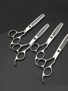 1pc Professional Hair Cutting Scissors, Hair Trimming Scissors, Hairdressing Tool For Salon And Home Use, Cutting Rate 10%-45% - Silver - View 5
