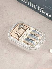 Canned Sardine Square Pill Box, Portable Pill Storage Box, Mini Transparent Storage Box, Portable Jewelry Pill Box, Travel Pill Box, Large Capacity Compartment, Weekly Pill Dispenser, Suitable For Daily Medication And Vitamins - Multicolor - View 16