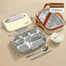 304 Stainless Steel Bento Box, Adult Lunch Box With Soup Bowl And Utensils, Leak-Proof Microwave Lunch Containers, Compartment Divided Meal Prep Containers, Metal Travel Food Containers For Student Office - Multicolor - View 21
