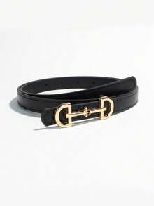 2/1pc New Versatile Minimalist Fashion Thin Belt, Unique Design Buckle, Suitable For Women's Skirts And Pants - Multicolor - View 8