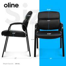 Leather Guest Chair With Padded Arms, Reception Meeting Conference Waiting Room Lobby Home Desk Big And Tall Executive Office Chair, Black 1 Pack - Black - View 4