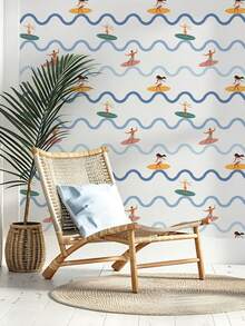 ihomeli 1 Roll Surfer Wallpaper, White Soul Surfer Self-Adhesive Wallpaper, Waterproof Roll, Easy To Apply, Decorative Wall Sticker, Suitable For Room, Bathroom, Kitchen, Cabinet And Other Home Surface Wall Renovation - Multicolor - View 8