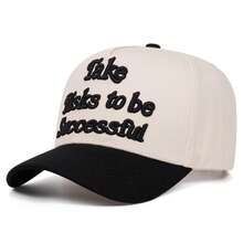 1pc Take Risks To Be Successful Embroidered Baseball Cap Outdoor Sports Baseball Cap Casual Versatile Dad Hat - Multicolor - View 5