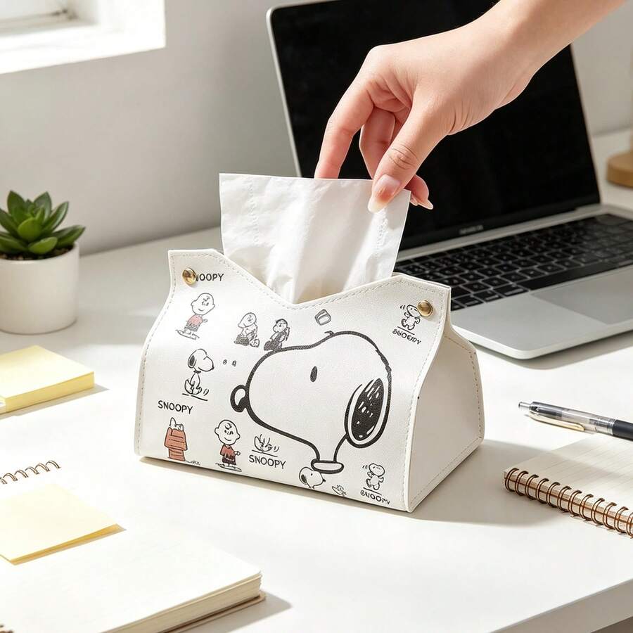 1pc Cute Snoopy Tissue Box, Home Living Room Bedroom Paper Box, Multi-Functional Storage Napkin Holder, Stationery Supplies, Valentine's Day Gift, Halloween Gift (Random Style) - Multicolor - View 1