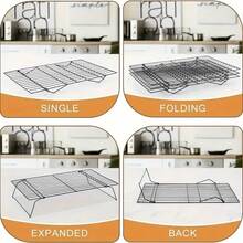 2pcs/4pcs 16X10 Inch Kitchen Utensils, Baking Tools, Multi-Functional Folding Rack, Cooling Rack, Baking Tray Rack, Stackable Baking Cooking Drying Cooling Rack, Camping Grill, BBQ Rack, Kitchen Supplies, For Cooking Baking Cooling Baking Cookies Cakes - View 5
