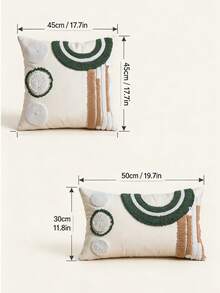 Bộ 1 vỏ gối trang trí phong cách Boho thêu họa tiết hình học tufted, thêu vòng cung và hình tròn trừu tượng, dùng cho sofa, ghế dài, phòng khách, phòng ngủ, trang trí nhà cửa, 45*45cm & 30*50cm, không kèm ruột - Nhiều màu - Xem 3