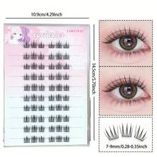 LIMEIKAI 60pcs Self-Adhesive False Eyelash Clusters, Korean Idol Manga Style, 8-12mm Mixed Length Set, Fluffy Single-Strand False Eyelashes, Natural Look 3-Section Segmented Design Loose Type Beginner-Friendly Reusable Self-Adhesive Eyelash Clusters, Eyelash Clusters, Individual False Eyelashes, False Eyelashes, Self-Adhesive DIY False Eyelash Extensions, Cluster False Eyelashes, False Eyelashes - C - View 3