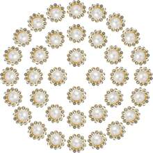 50/100pcs Sunflower Crystal Decorations, 12mm Round Pearl Sewing Buttons With Gold Base, Suitable For DIY Clothing Decoration, Handbags, Hats, Accessories And Jewelry Making - Pearl - View 7