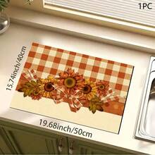 Vintage Floral Plaid Pattern Printed Drainage Mat/Absorbent Mat/Drying Mat For Coffee Machine And Tableware - Absorbent Polyester Desktop Protector With Rubber Non-Slip Backing, For Kitchen Countertop Decoration - Home, Bar And Dining Table Placemat - Multicolor - View 7