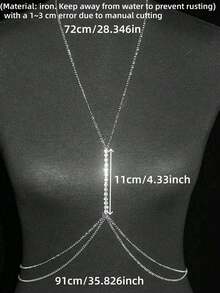 1pc Sexy Women's Body Chain, Multi-Layer Crystal Crossed Bikini Bra Body Jewelry, Summer Beach Resort Crystal Belly Button Waist Chain - Silver Rhinestone Cross - View 8