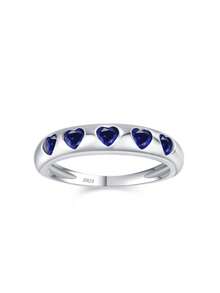 Arlmay 1 Pc 925 Sterling Silver Heart Green Zirconia Ring For Women Engagement Promise Wedding Band Love Rings - Green - View 8