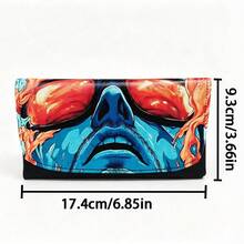 1PC Cool Colorblock Character Illustration Leather Storage Bag, American Street Retro Style Long Large Capacity With Multiple Card Slots And Zipper Pocket, Portable Organizer For Home, Travel, Play, And Everyday Essentials - 1PC - View 3