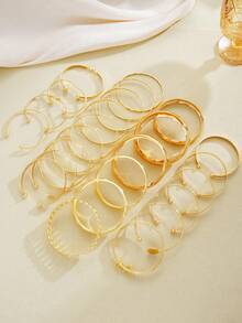 (El color puede variar) Estilo aleatorio 25 piezas/13 piezas/8 piezas/3 piezas Conjunto de pulseras de moda simple con paleta de colores Maillard exagerada para mujeres, hermanas, vacaciones, citas, regalos, uso diario casual, fiestas, bodas - Multicolor - Ver 5