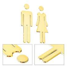 2pcs WC Wall Stickers Toilet Signs Bathroom Door Plaques Mirror Gender Door Signs Wall Decor Accessories Best Gift Birthday Graduation - Multicolor - View 5