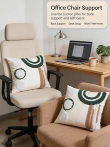 Bộ 1 vỏ gối trang trí phong cách Boho thêu họa tiết hình học tufted, thêu vòng cung và hình tròn trừu tượng, dùng cho sofa, ghế dài, phòng khách, phòng ngủ, trang trí nhà cửa, 45*45cm & 30*50cm, không kèm ruột - Nhiều màu - Xem 11