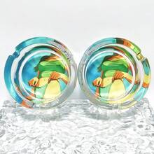 Happy Girl Pattern Glass Ashtray, Fashionable Home Decor Ornament, 3.34 Inch Round Ashtray, Gift For Friends - Happy Girl - View 5
