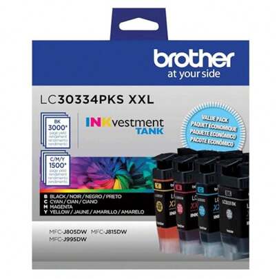 Genuine LC30334PKS 4-Pack, Super High-Yield INKvestment Tank Ink Cartridges, Includes 1 Cartridge Each Of Black, Cyan, Magenta And Yellow, Yield Up To 1, 500 Pages/Cartridge, LC3033