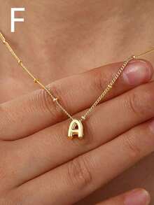 1pc Fashion Copper A-Z English Initials Perforated Pendant Multi-Layer Necklace, Women's Daily Casual Wear Personalized Necklace Collarbone Chain - Multicolor - View 10